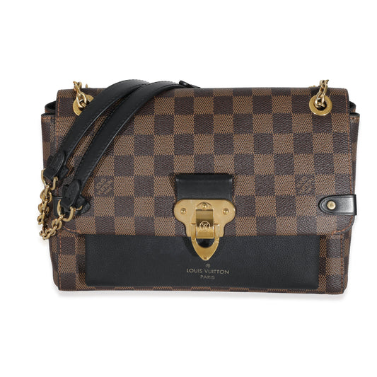 Louis Vuitton Damier Ebene Vavin PM Canvas Calfskin Black Handbag