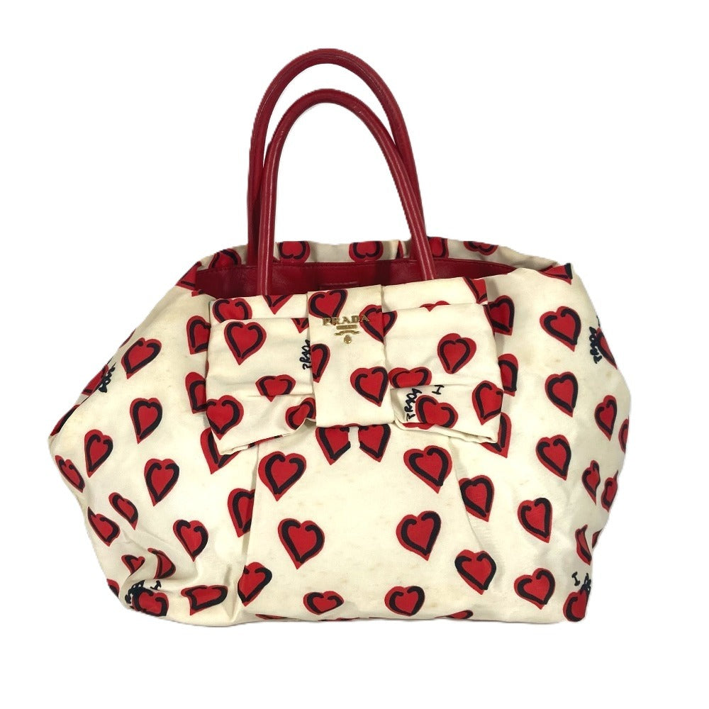 Tote Bag Heart Logo Leather Nylon