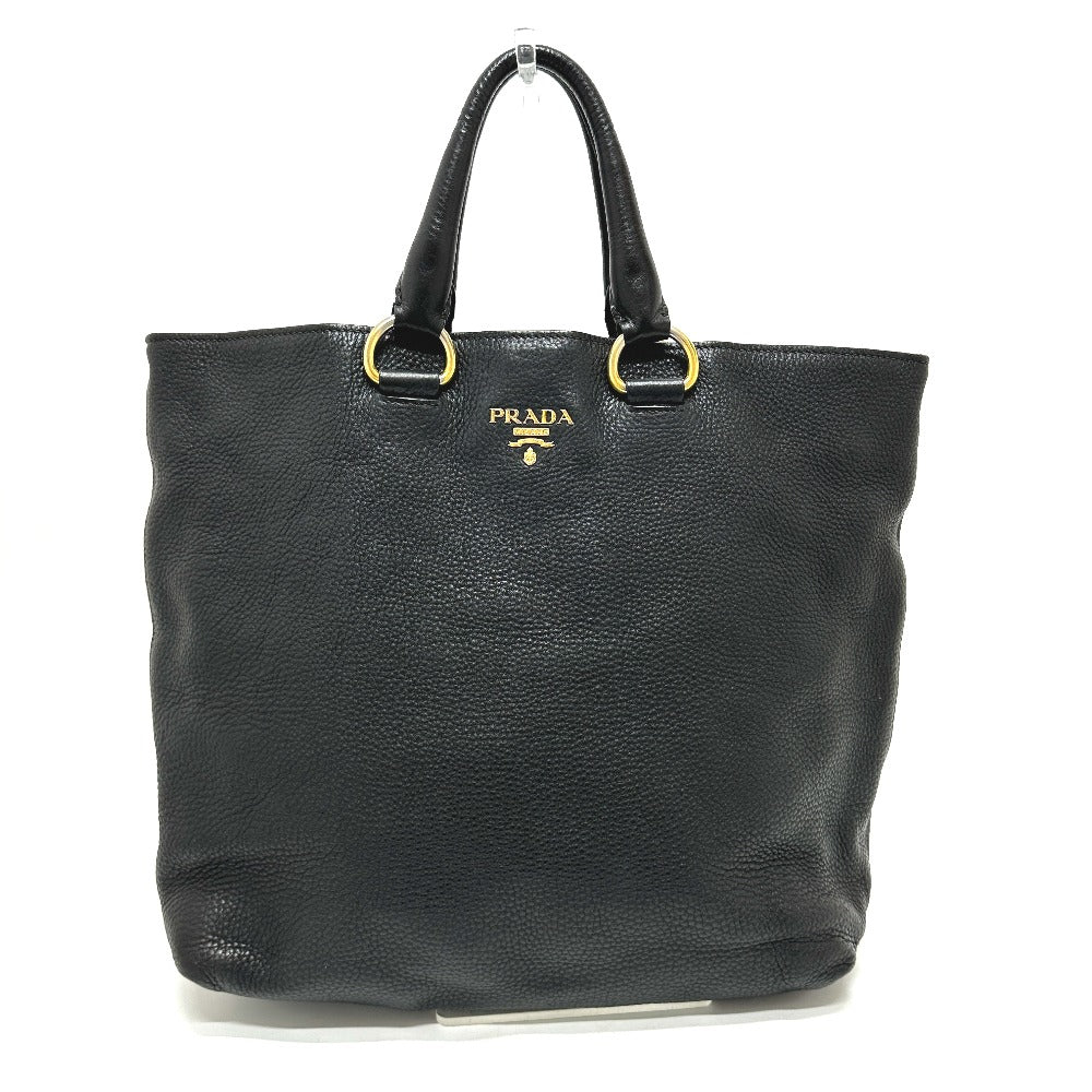 Tote Bag Leather Black Black Logo