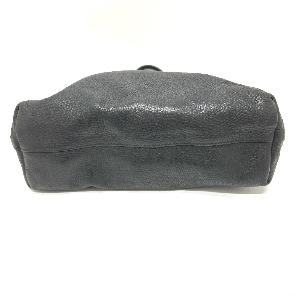 Tote Bag Leather Black Black Logo