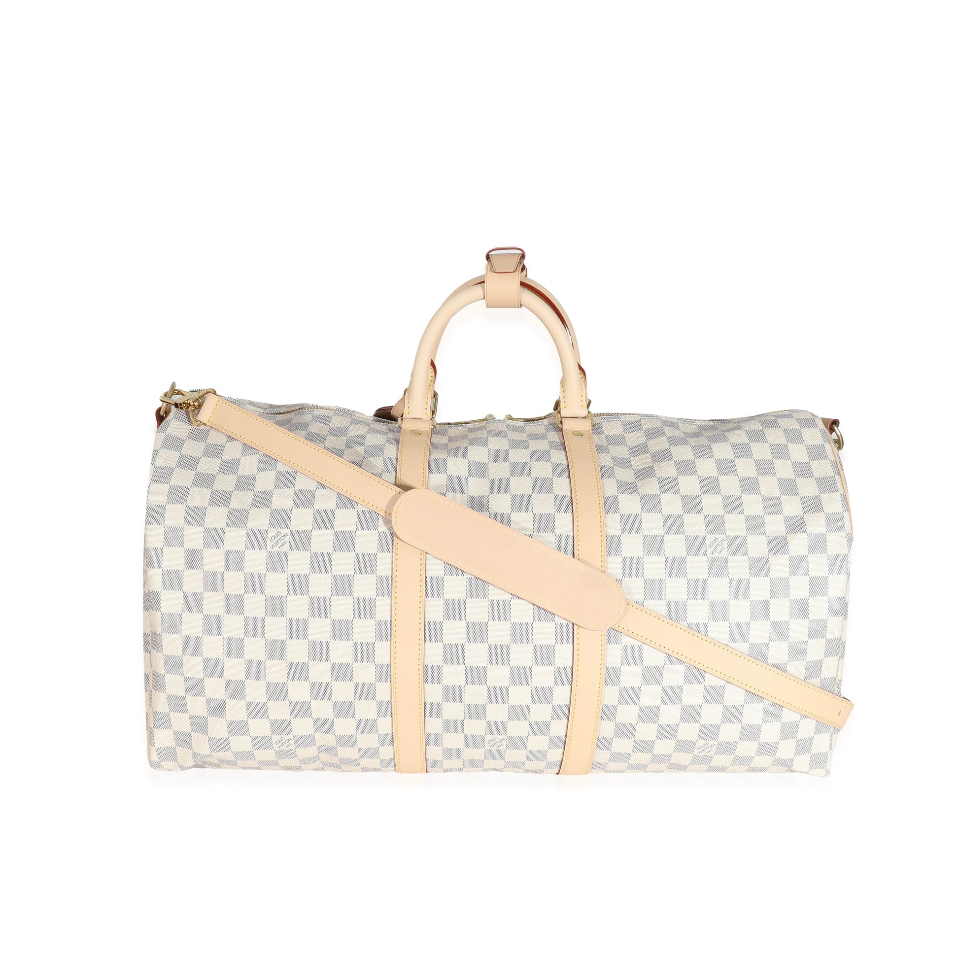 Louis Vuitton Damier Azur Keepall Bandoulière 55 Canvas Handbag