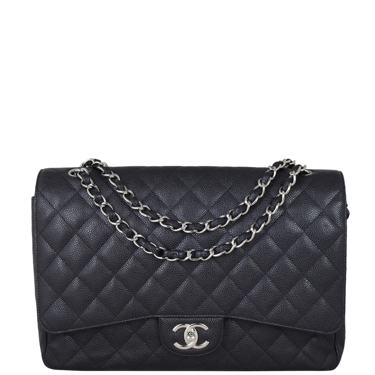 Chanel Classic Double Maxi Caviar Handbag Black Flap