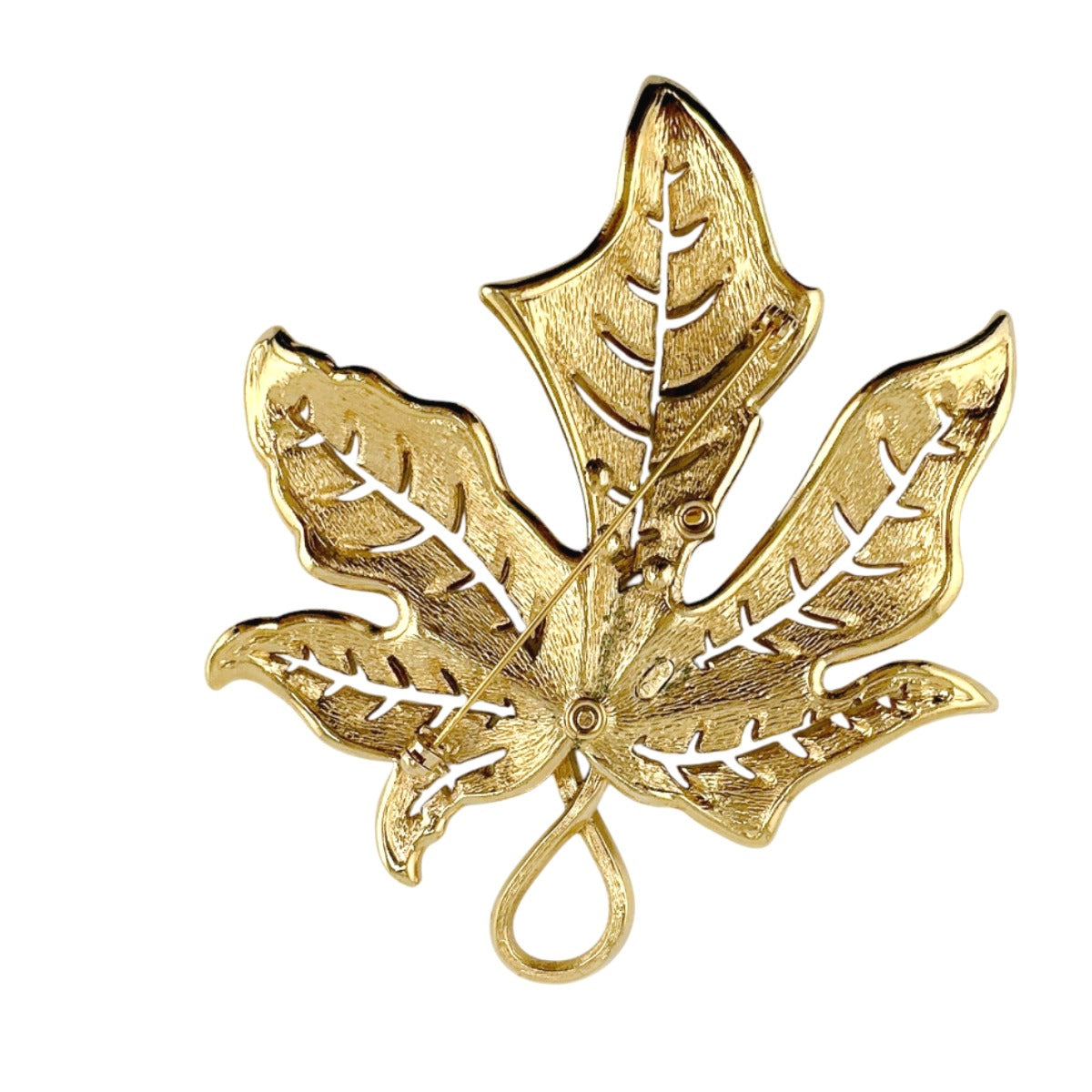 Dior Christian Brooch Metal Rotating Pin Type Leaf Gold Travel Bag