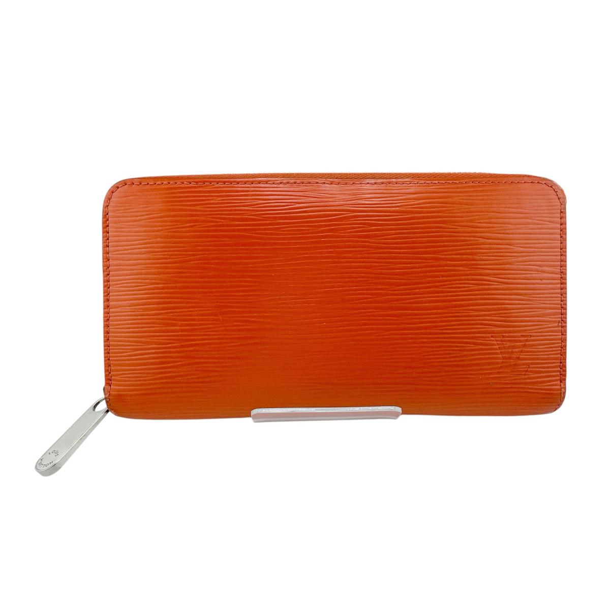 Louis Vuitton Long Purse M60310 Epi Zip Leather Orange Wallet Case 0