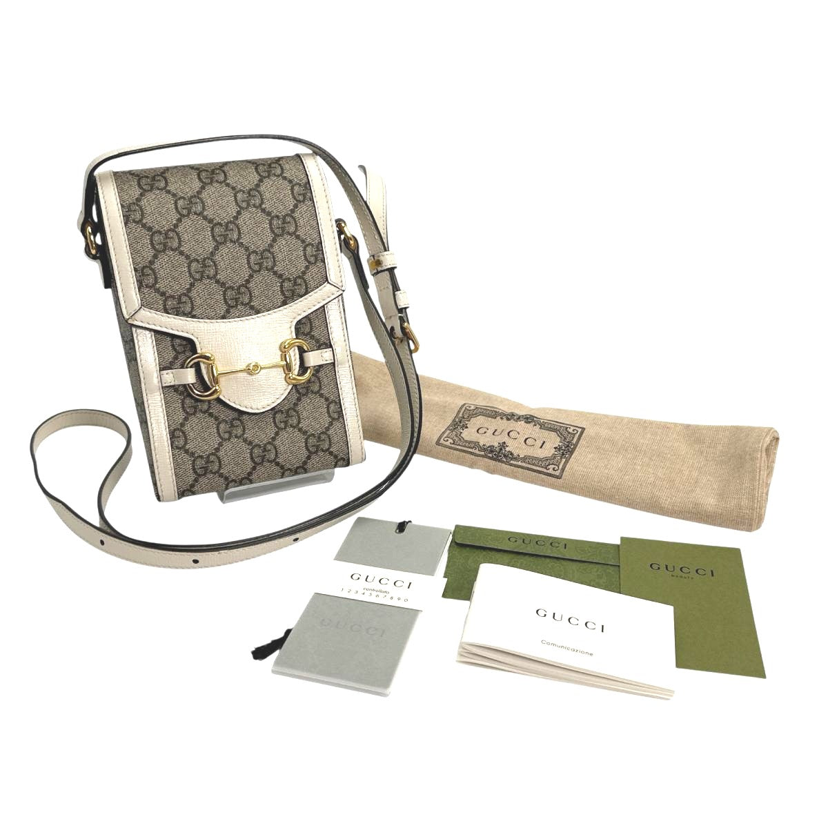 Gucci GG Supreme Horsebit Canvas Beige Shoulder Bag