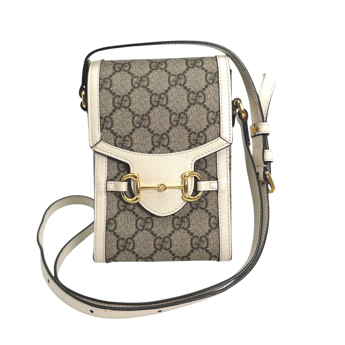 Gucci GG Supreme Horsebit Canvas Beige Shoulder Bag