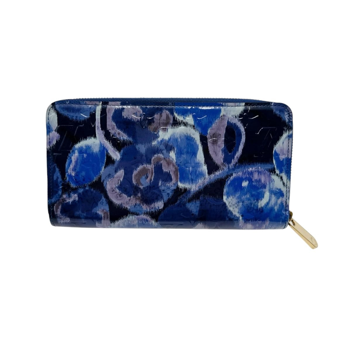 Louis Vuitton Long Purse M90018 Vernis Long Monogram Blue Wallet Case