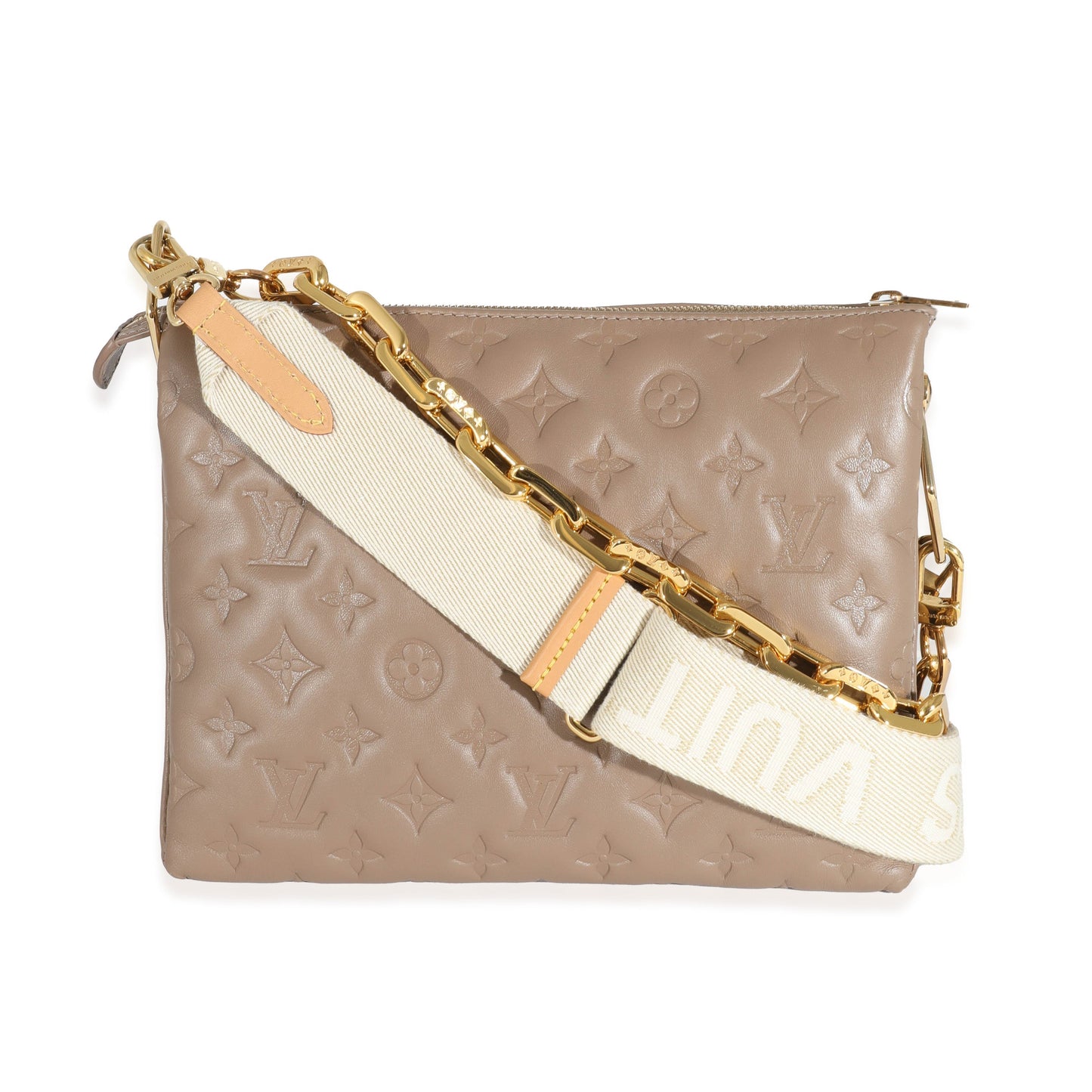 Louis Vuitton Taupe Embossed Puffy Coussin PM Monogram Lambskin Handbag