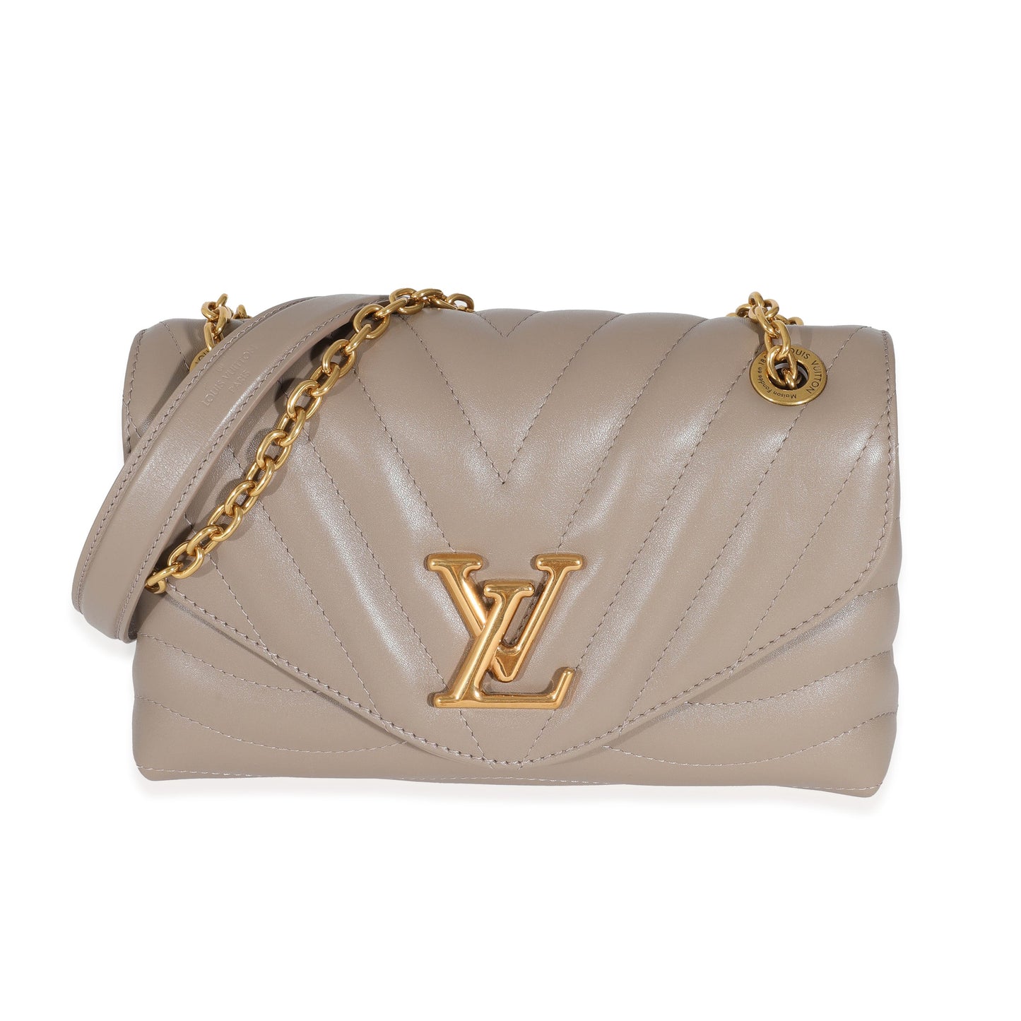 Louis Vuitton Dark Taupe New Wave MM Quilted Calf Chain Handbag