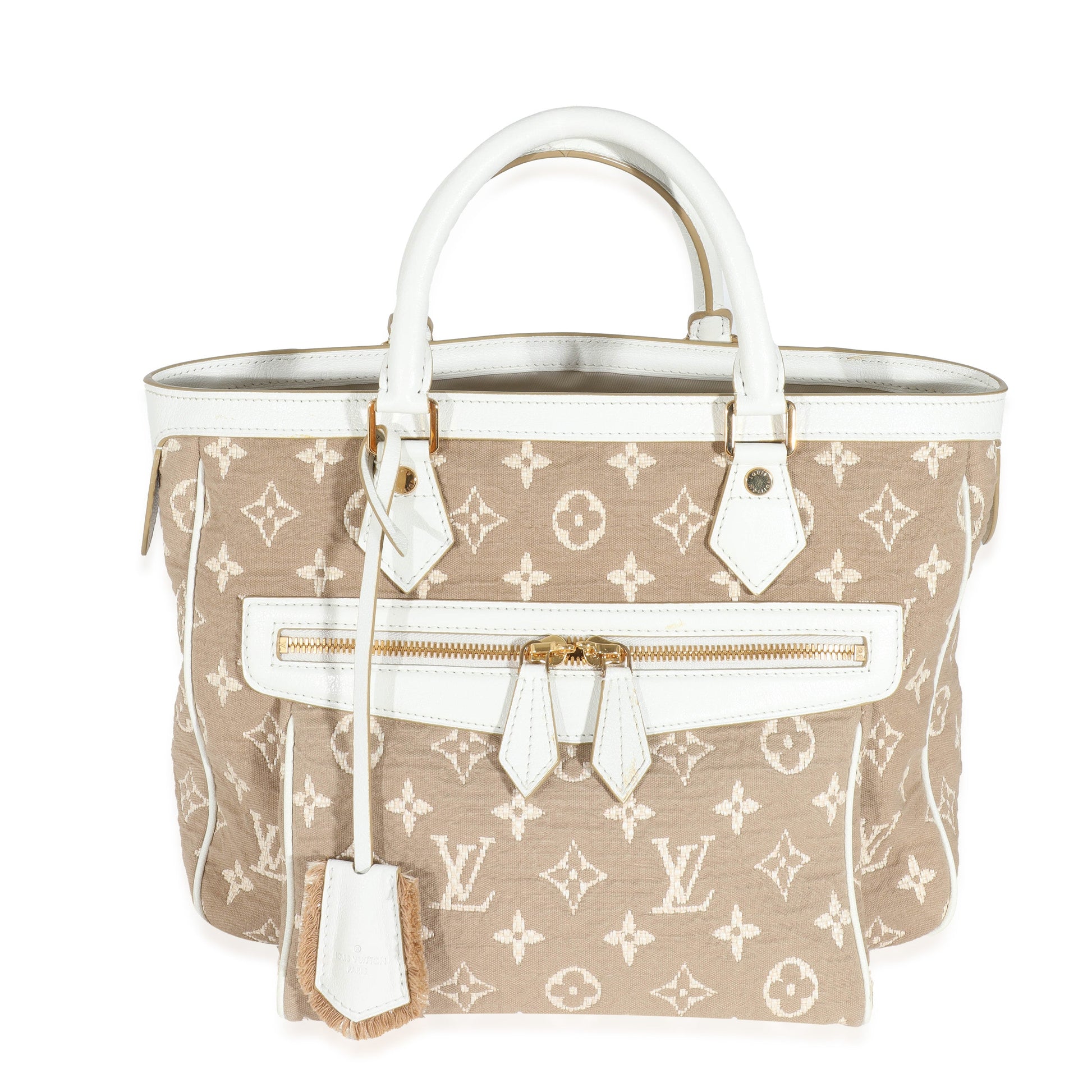 Louis Vuitton Blanc Jacquard Sabbia Cabas MM Monogram Handbag