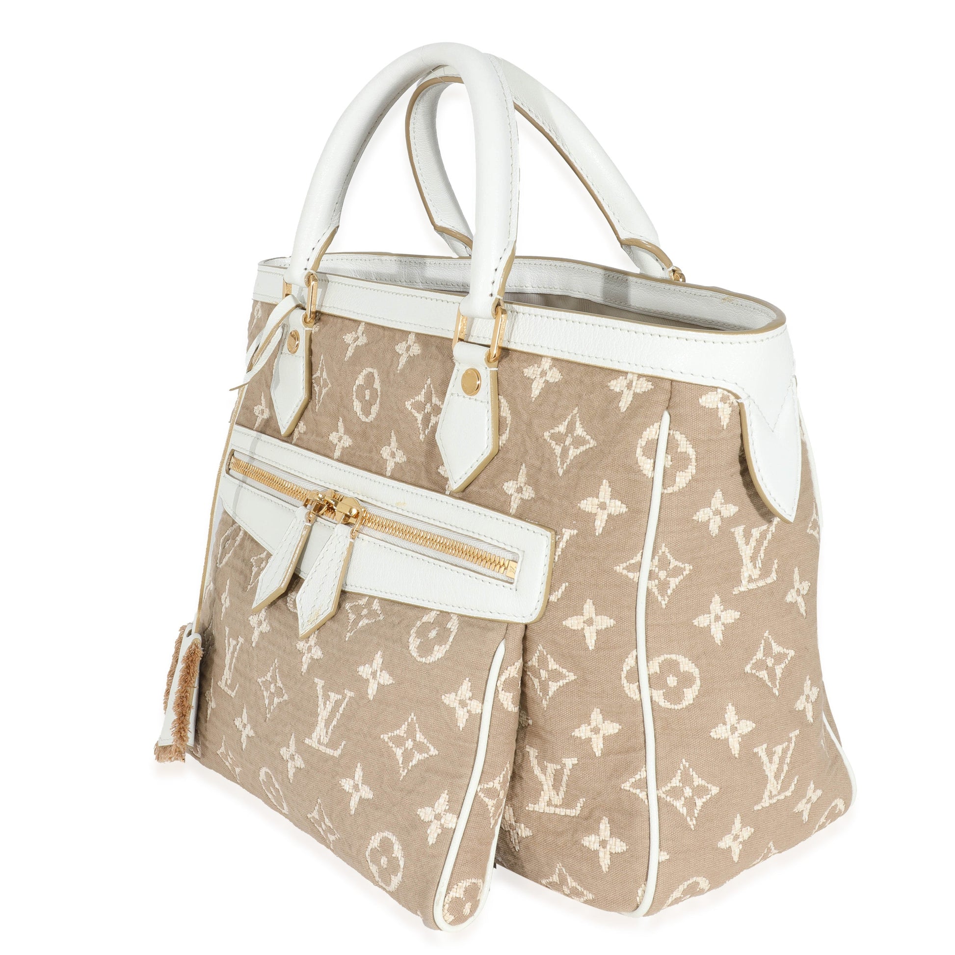 Louis Vuitton Blanc Jacquard Sabbia Cabas MM Monogram Handbag