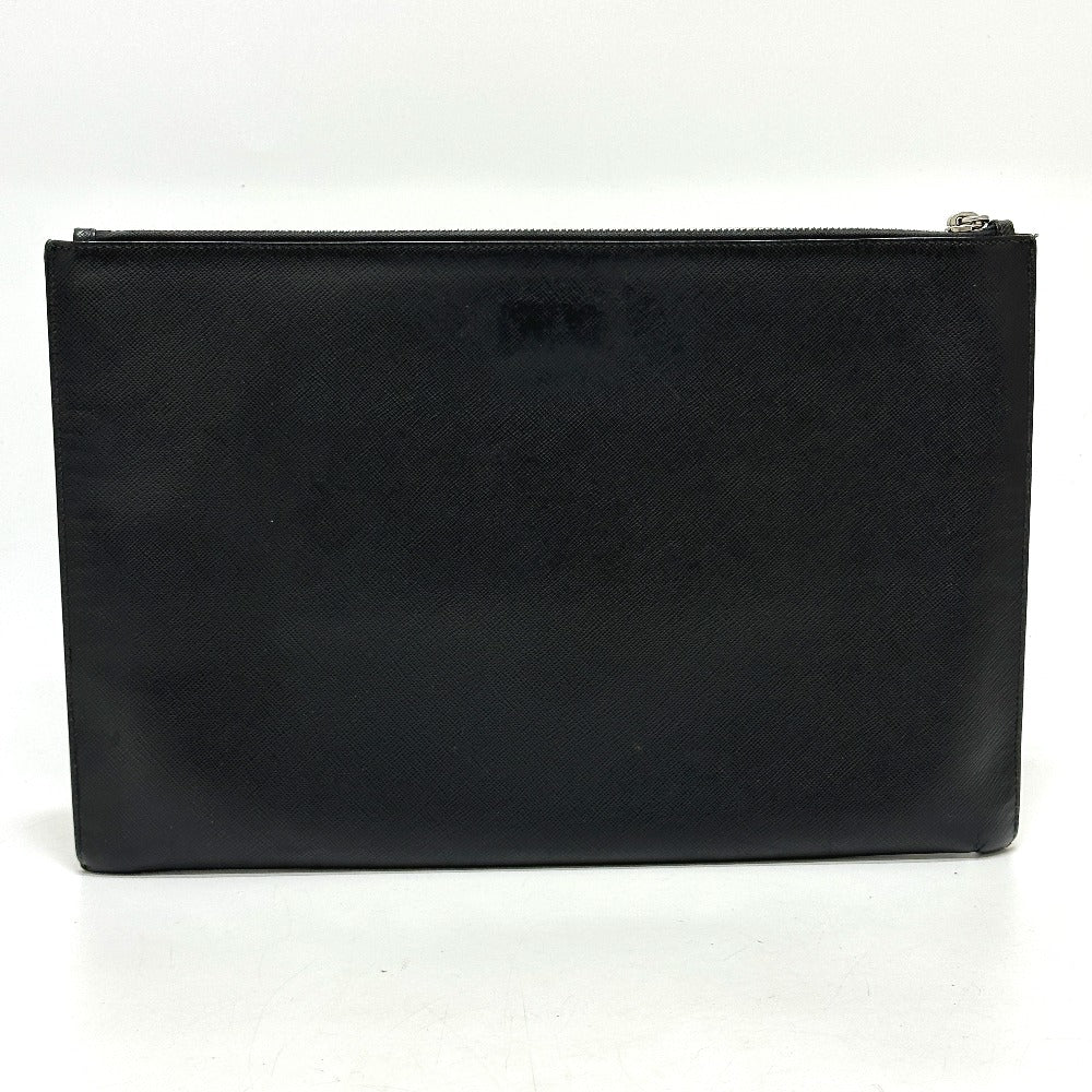 Clutch Bag Safiano Rabbit Mens Leather Black
