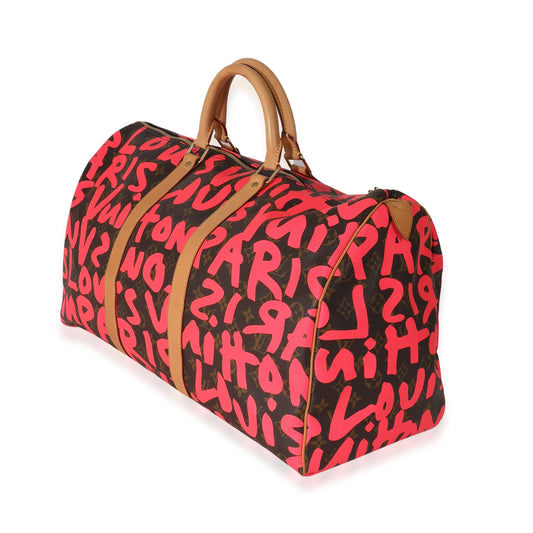 Louis Vuitton x Stephen Spro Graffiti Keepall Monogram Pink Handbag