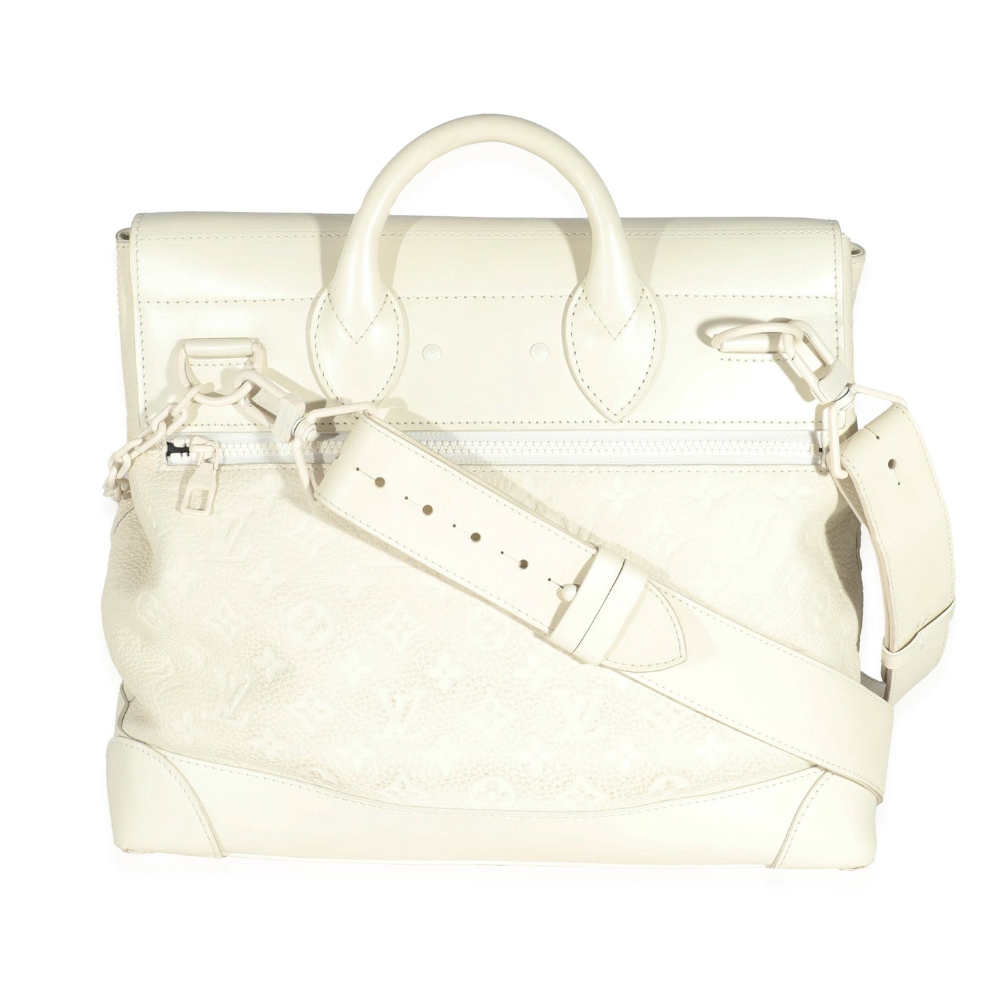 Louis Vuitton Taurillon Steamer PM Monogram Leather White Handbag