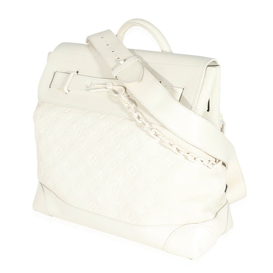 Louis Vuitton Taurillon Steamer PM Monogram Leather White Handbag
