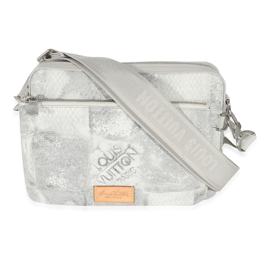 Louis Vuitton Stone Damier Salt Trio Messenger Canvas Gray Crossbody Bag