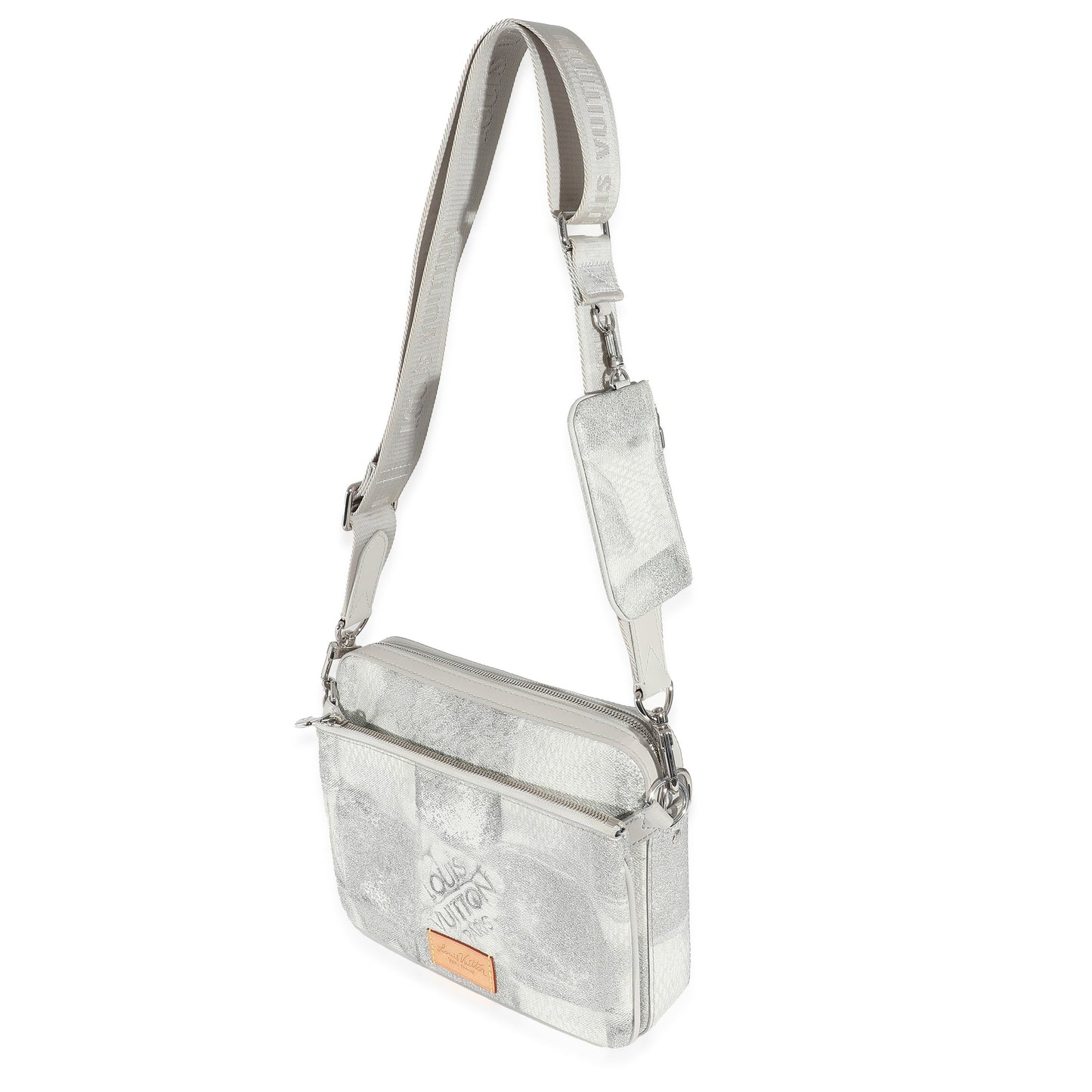 Louis Vuitton Stone Damier Salt Trio Messenger Canvas Gray Crossbody Bag