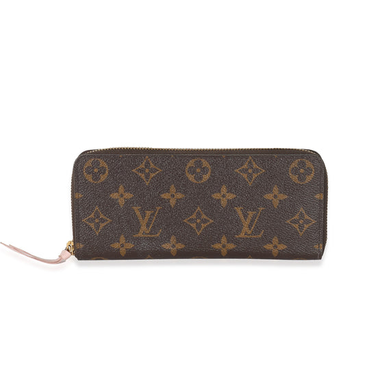 Louis Vuitton Rose Ballerine Clemence Monogram Canvas Wallet Case Clemence Wallet