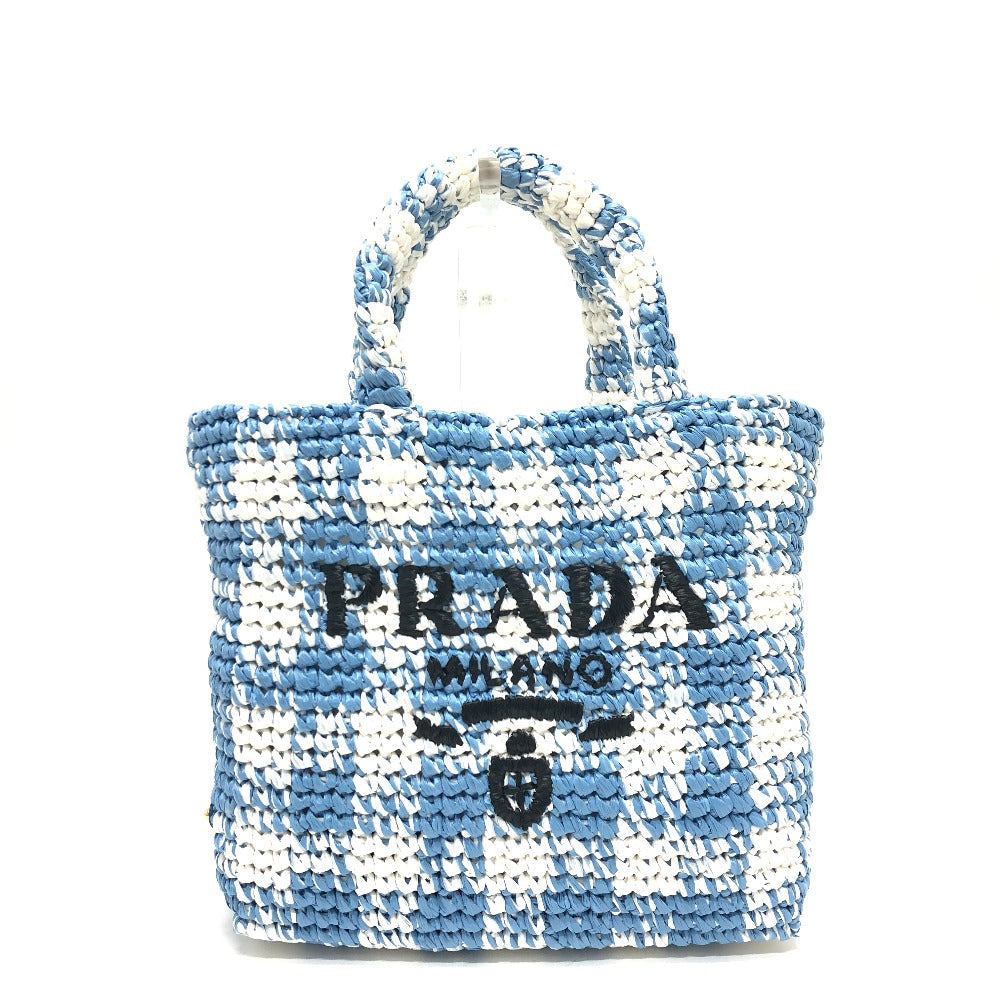Tote Bag Crochet Women Raffia Blue