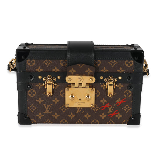 Louis Vuitton Petite Malle Monogram Canvas Calfskin Black Handbag