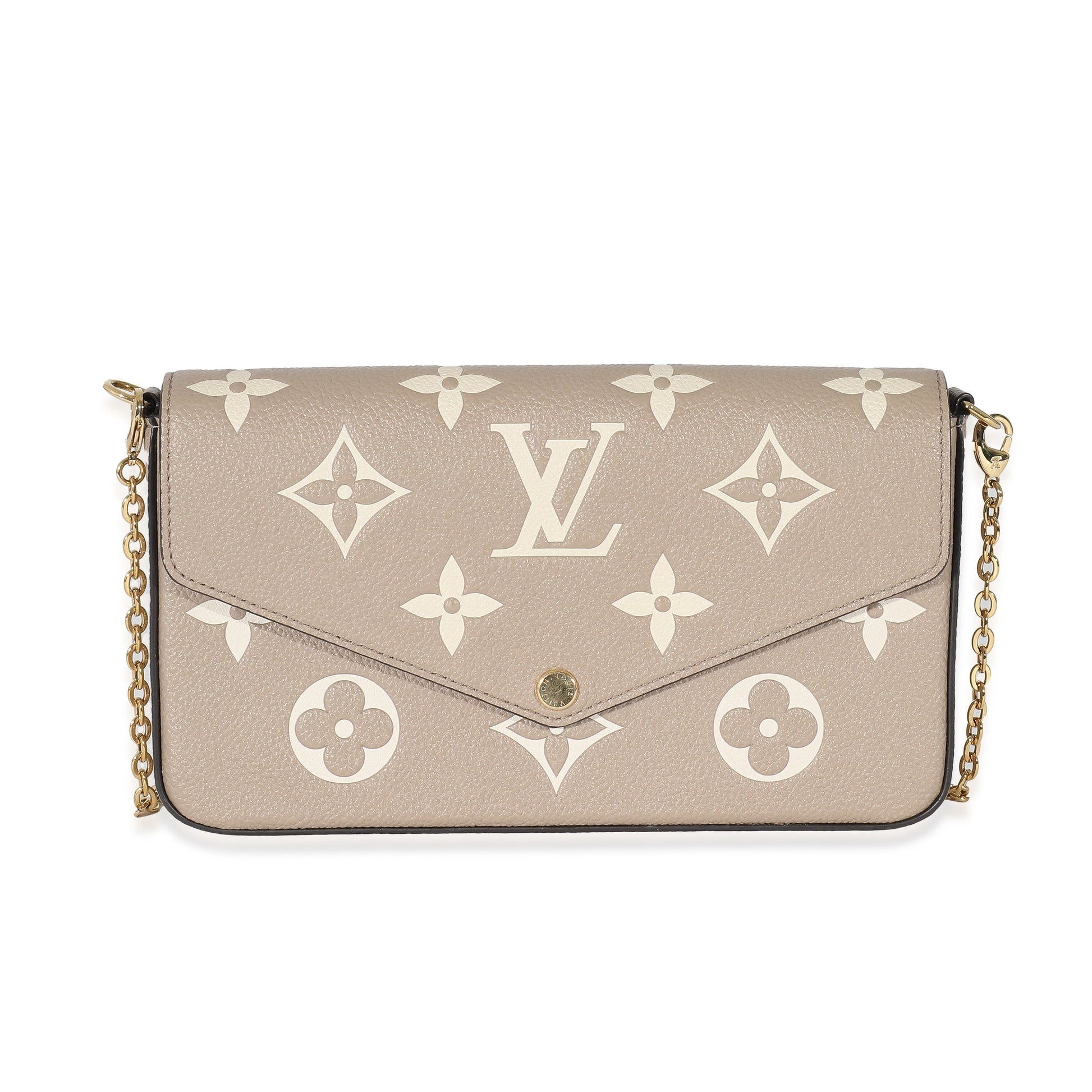 Louis Vuitton Tourterelle Creme Empreinte Giant Félicie Monogram Clutch Bag