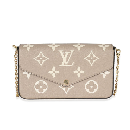 Louis Vuitton Tourterelle Creme Empreinte Giant Félicie Monogram Clutch Bag