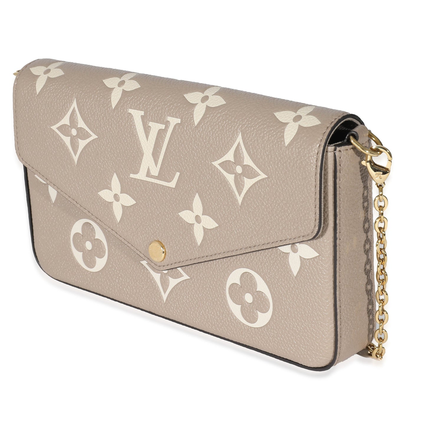 Louis Vuitton Tourterelle Creme Empreinte Giant Félicie Monogram Clutch Bag