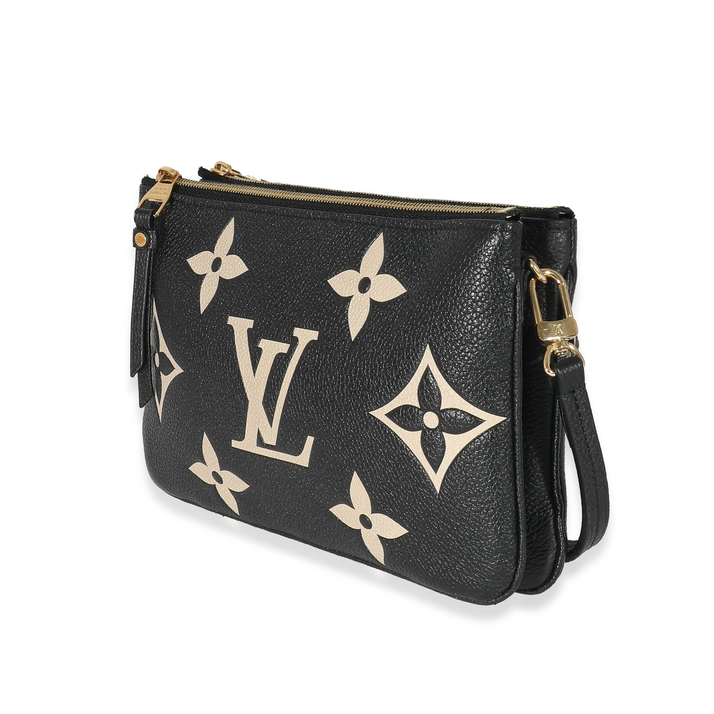 Louis Vuitton Empreinte Double Zip Pochette Monogram Black Beige Clutch Bag