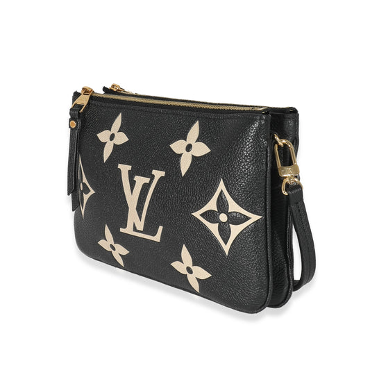 Louis Vuitton Empreinte Double Zip Pochette Monogram Black Beige Clutch Bag