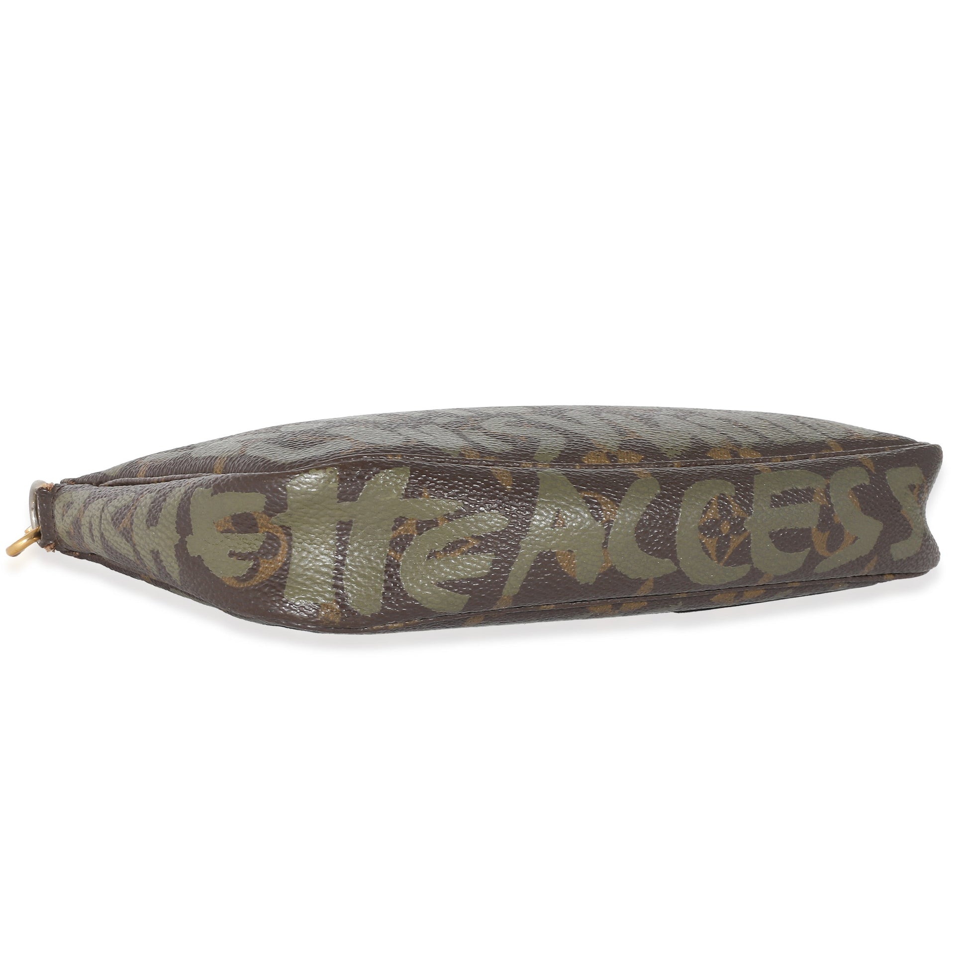Louis Vuitton x Stephen Spro Kaki Graffiti Monogram Canvas Clutch Bag