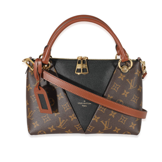 Louis Vuitton V BB Monogram Leather Canvas Black Tote Bag