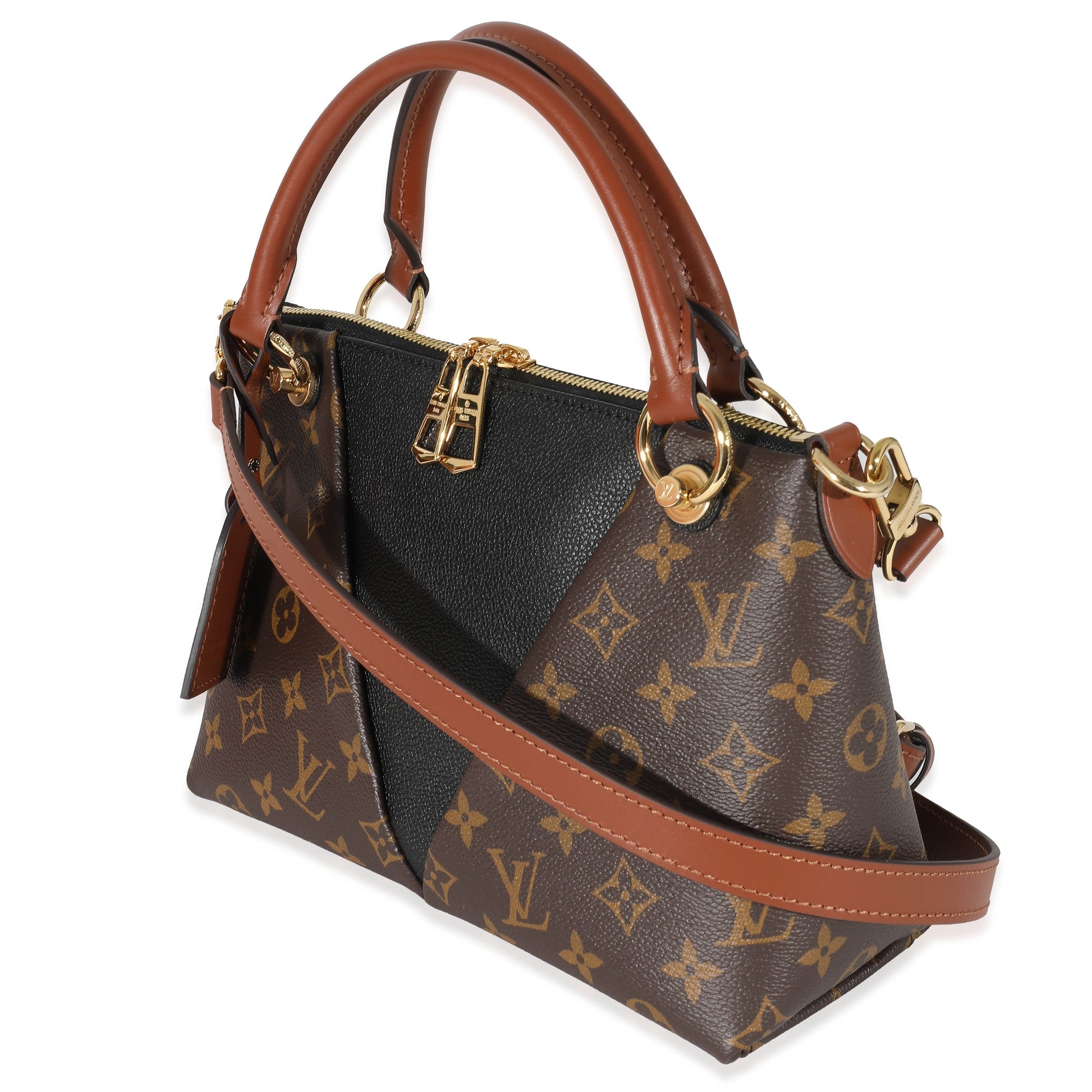 Louis Vuitton V BB Monogram Leather Canvas Black Tote Bag