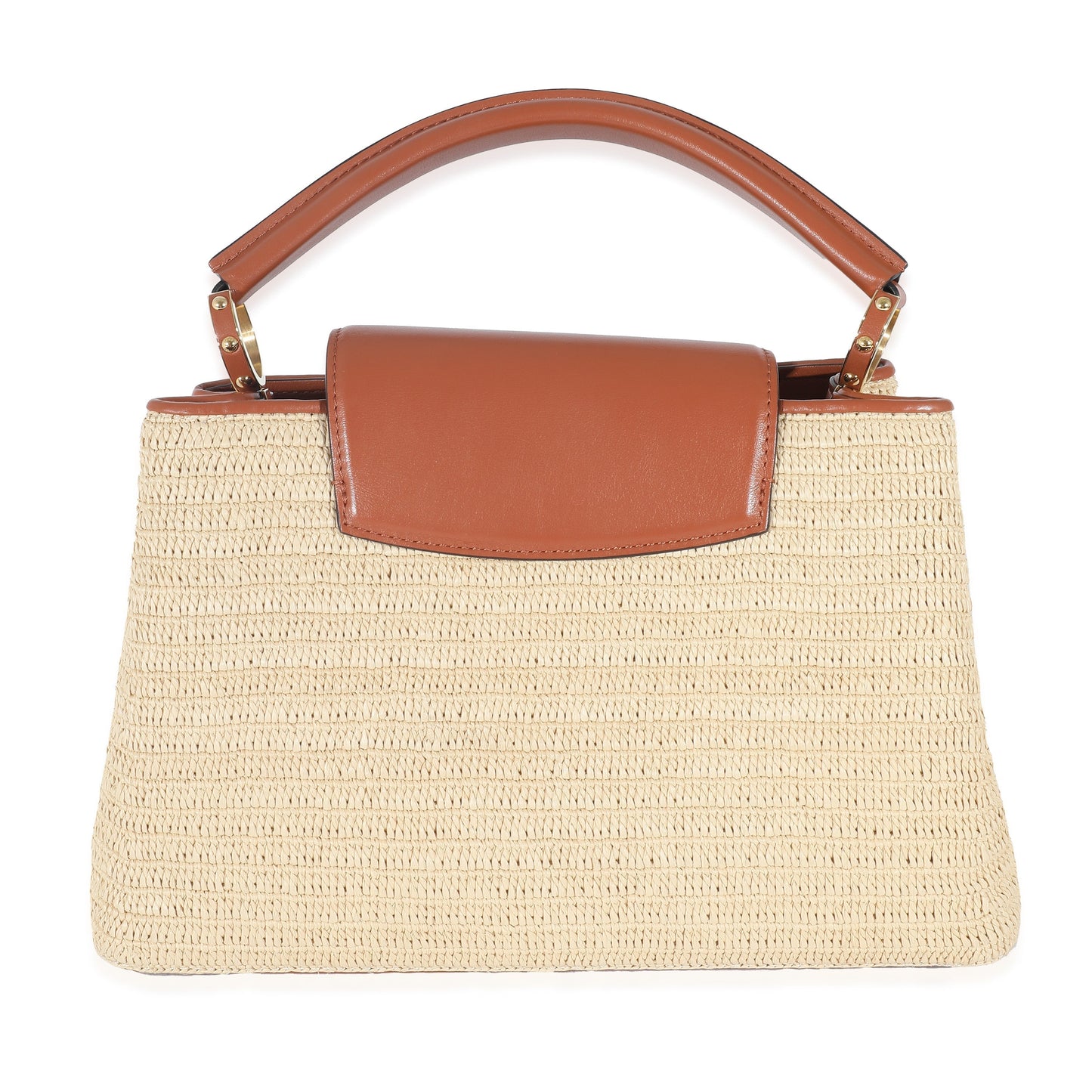 Louis Vuitton Caramel & Capucines MM Leather Raffia Beige Hat