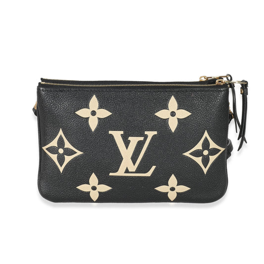 Louis Vuitton & Empreinte Double Zip Pochette Monogram Black Beige Clutch Bag