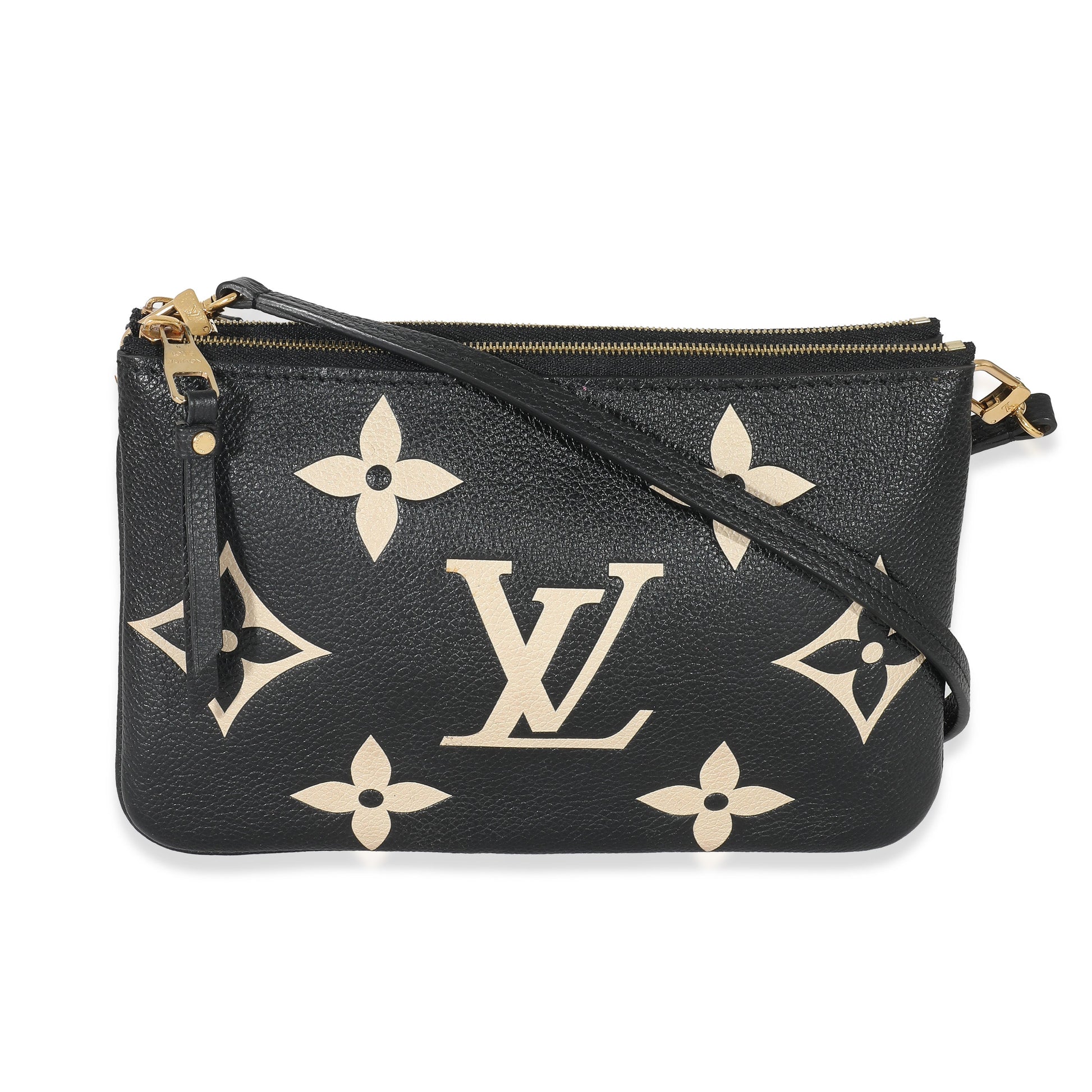 Louis Vuitton & Empreinte Double Zip Pochette Monogram Black Beige Clutch Bag