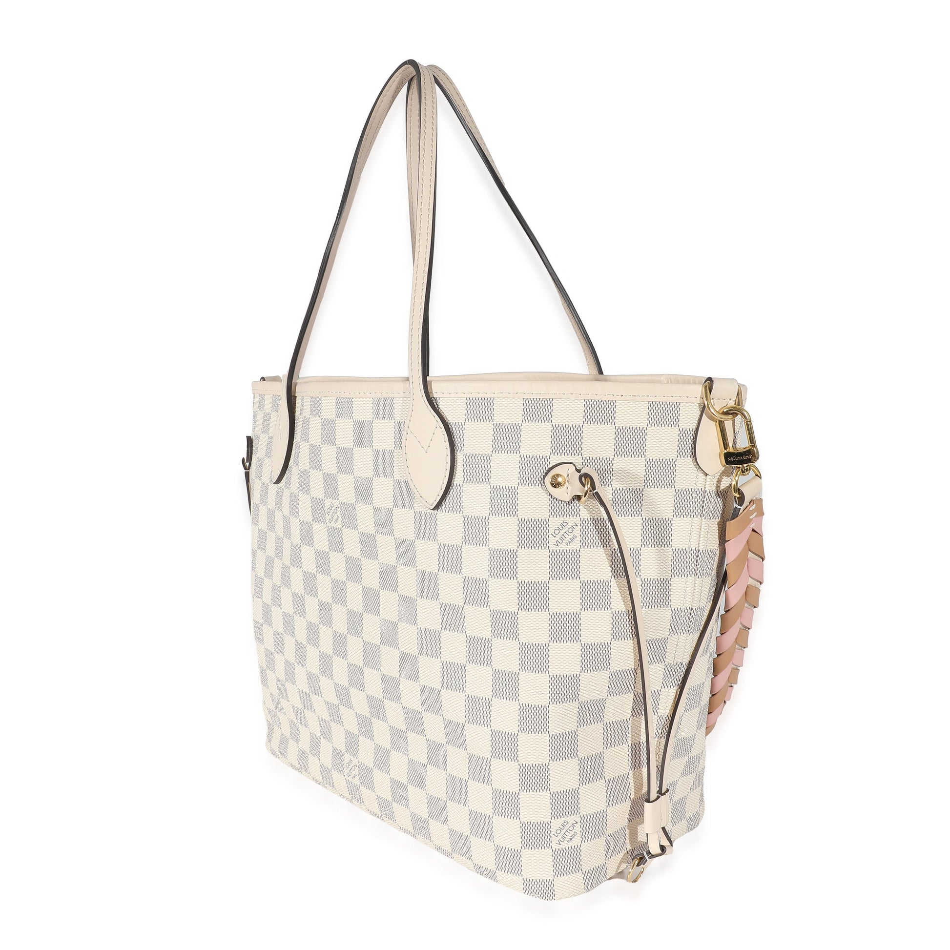 Louis Vuitton Damier Azur Braided Neverfull MM Canvas Tote Bag Neverfull Mm