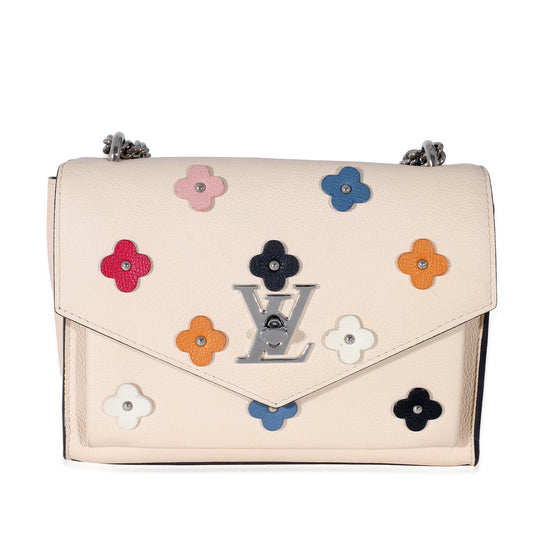 Louis Vuitton Mylockme Fleurs BB Leather White Handbag