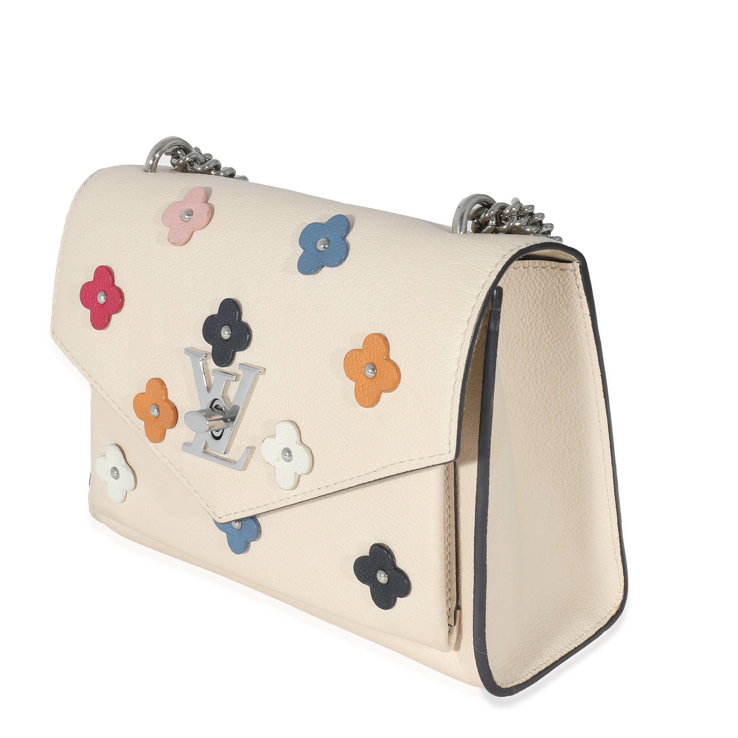 Louis Vuitton Mylockme Fleurs BB Leather White Handbag