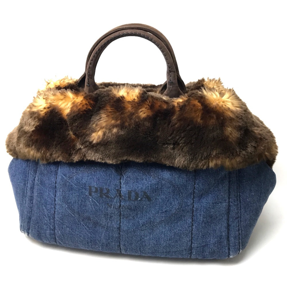 Tote Bag Fake Fur Fur With Bag Suede Denim