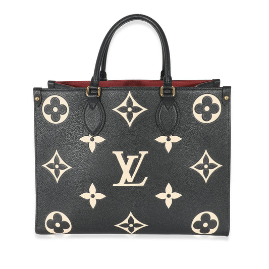 Louis Vuitton Empreinte Onthego MM Monogram Black Beige Handbag