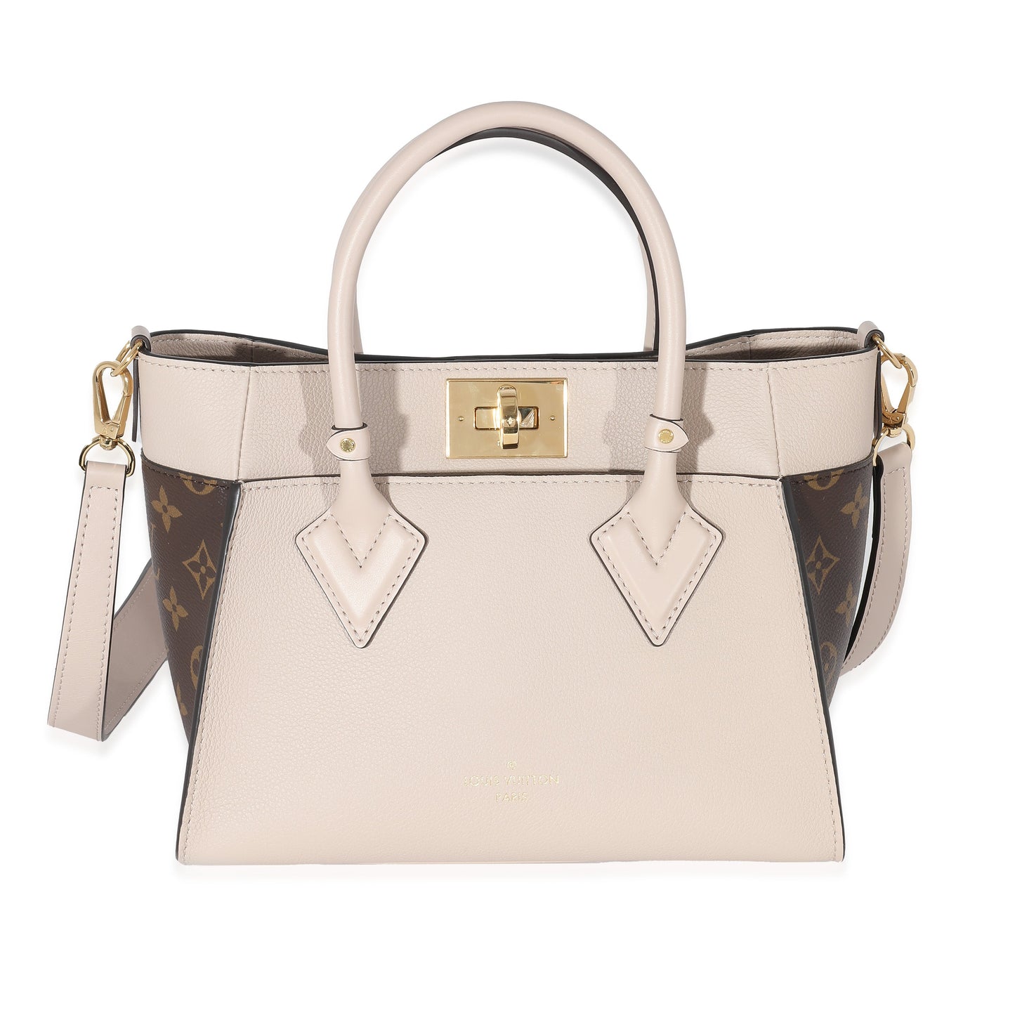 Louis Vuitton Greige On My Side PM Monogram Leather Canvas Handbag