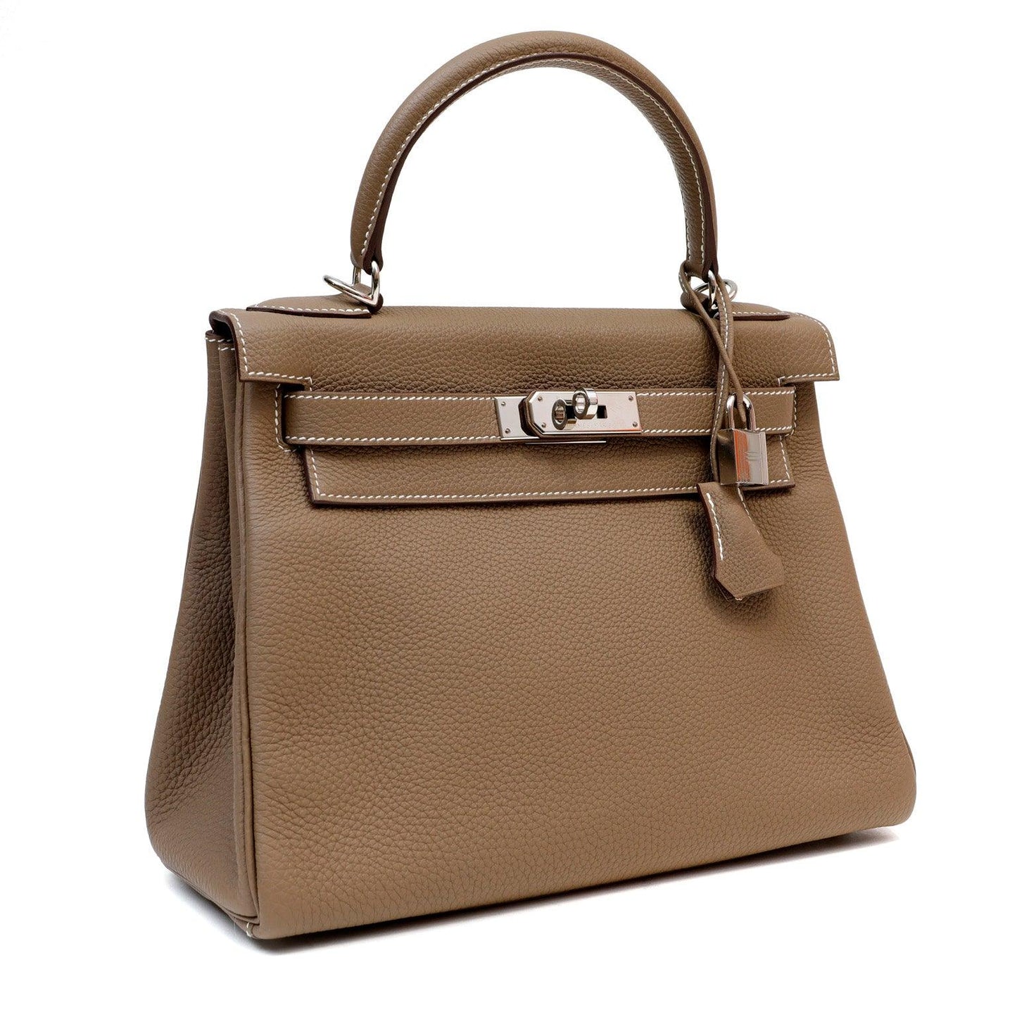 Hermes Luxury Cm Etoupe Togo Kelly W Palladium White Travel Bag