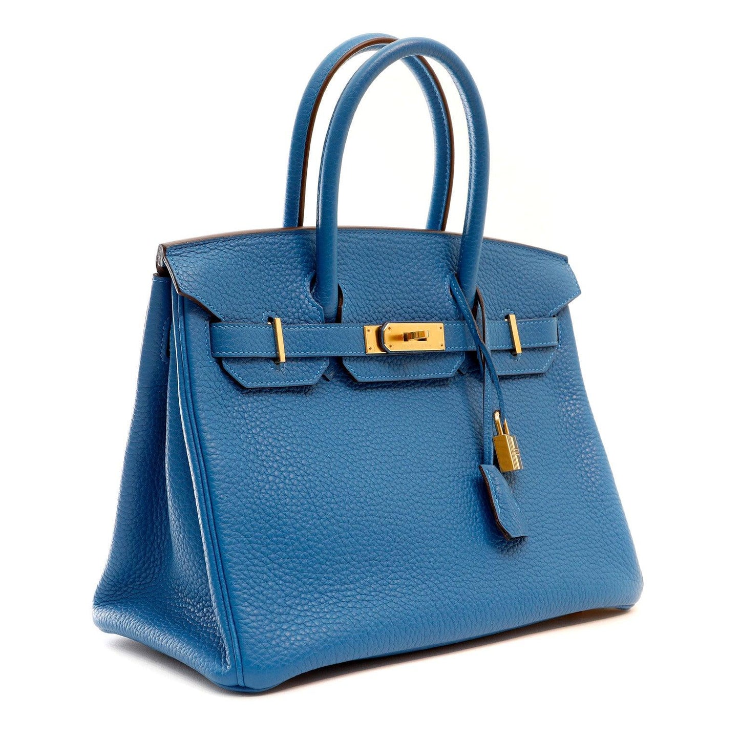 Hermes Hydra Togo W Hardware Handbag Blue Gold Travel Bag