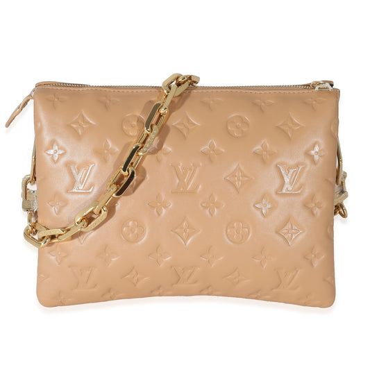 Louis Vuitton Camel Embossed Puffy Coussin PM Monogram Lambskin Handbag