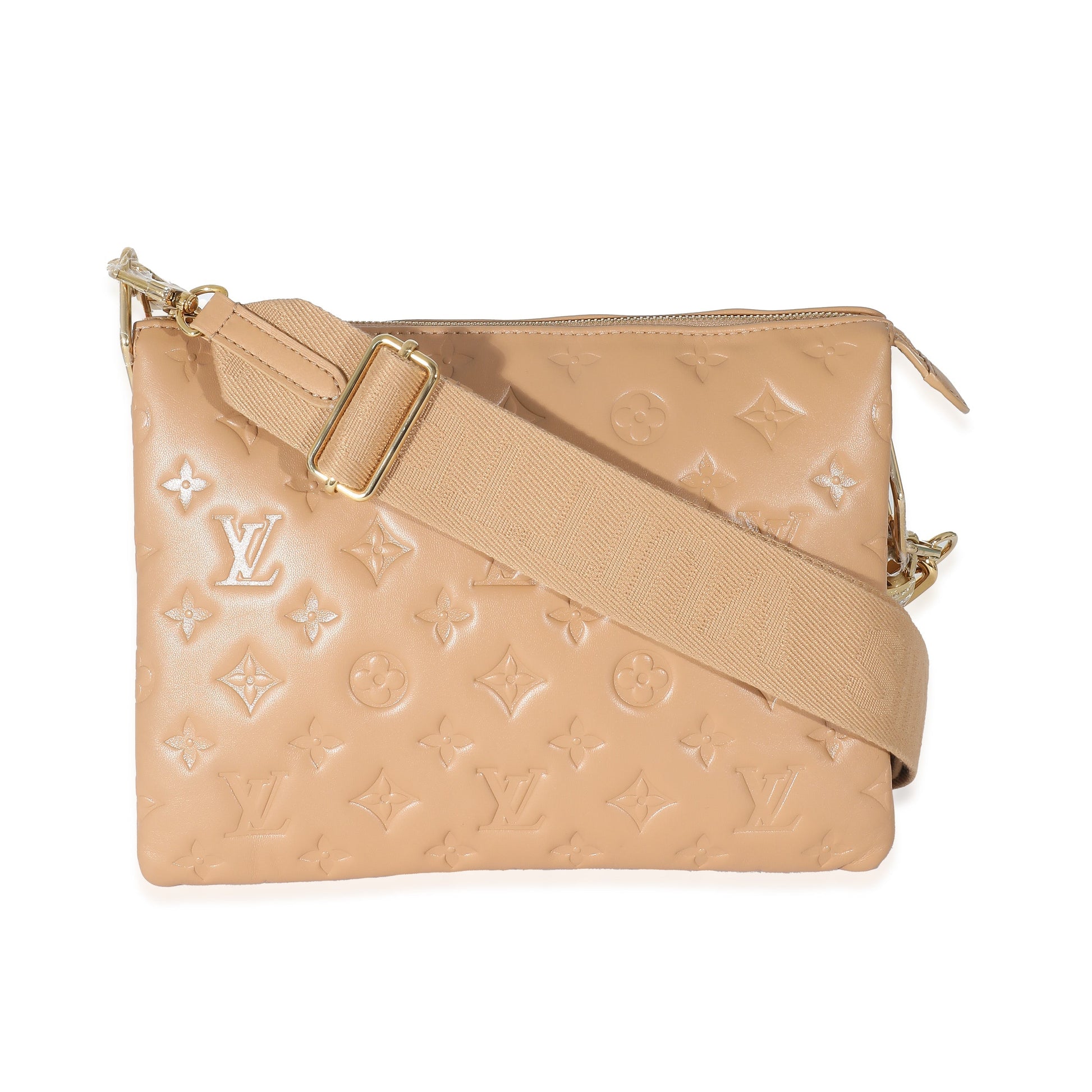 Louis Vuitton Camel Embossed Puffy Coussin PM Monogram Lambskin Handbag