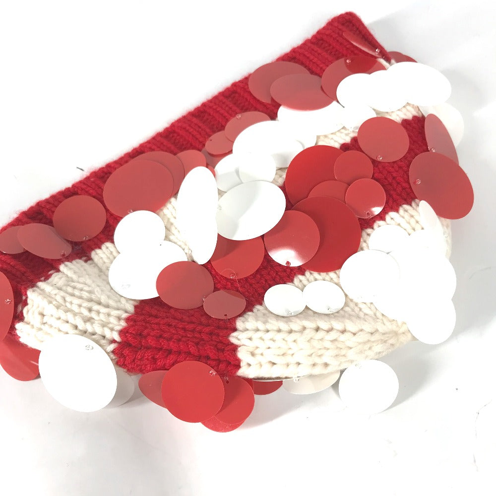 Knit Hat Cashmere Sequin Women M Handbag Red Travel Bag