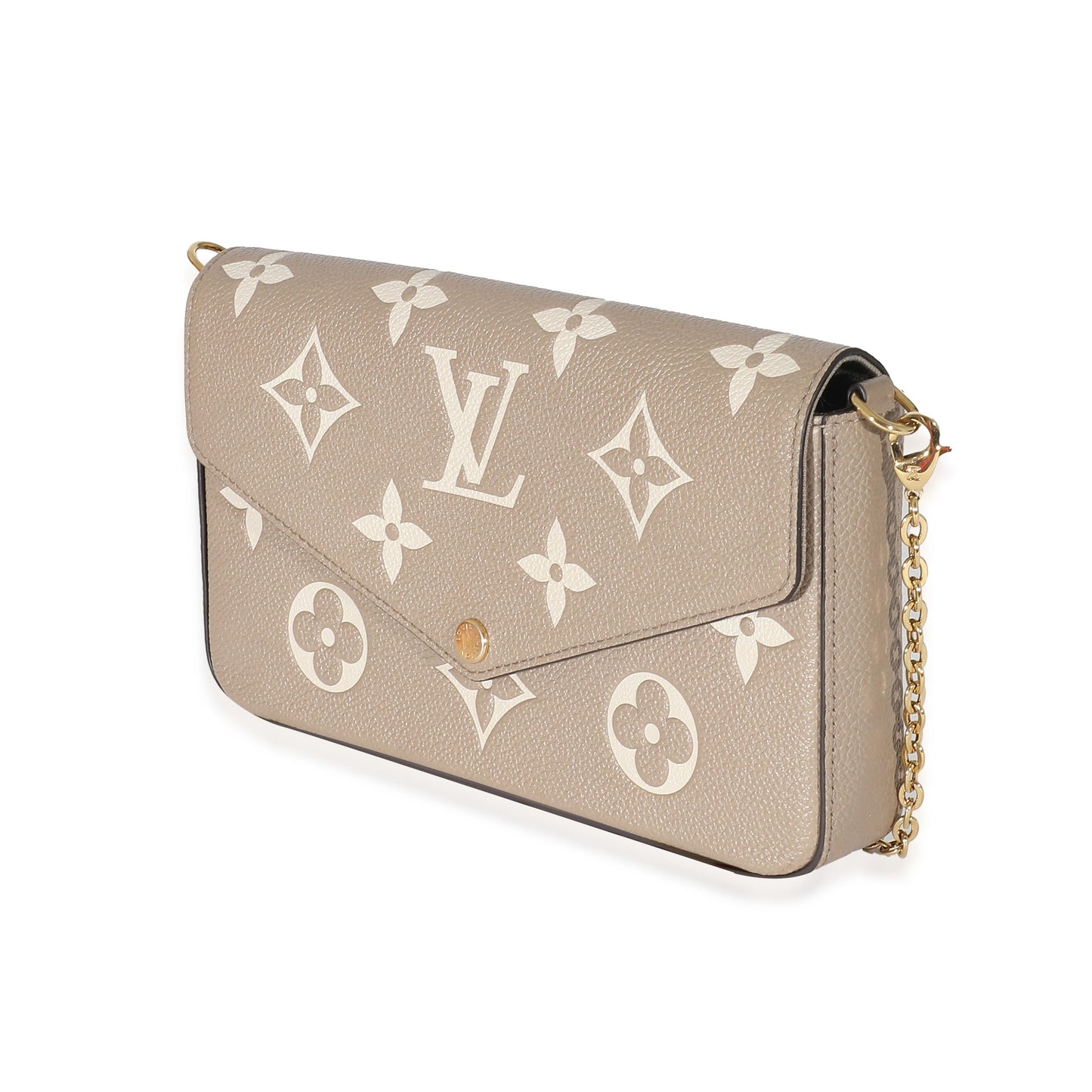 Louis Vuitton Tourterelle Creme Empreinte Giant Félicie Monogram Clutch Bag Felicie Pochette