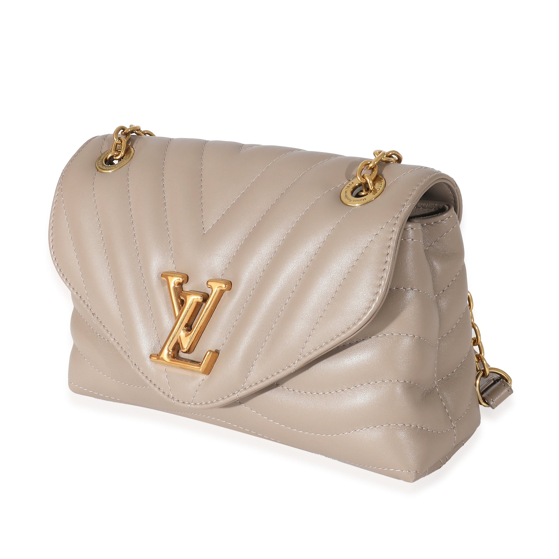 Louis Vuitton Taupe New Wave MM Leather Calf Chain Handbag Chain Mm