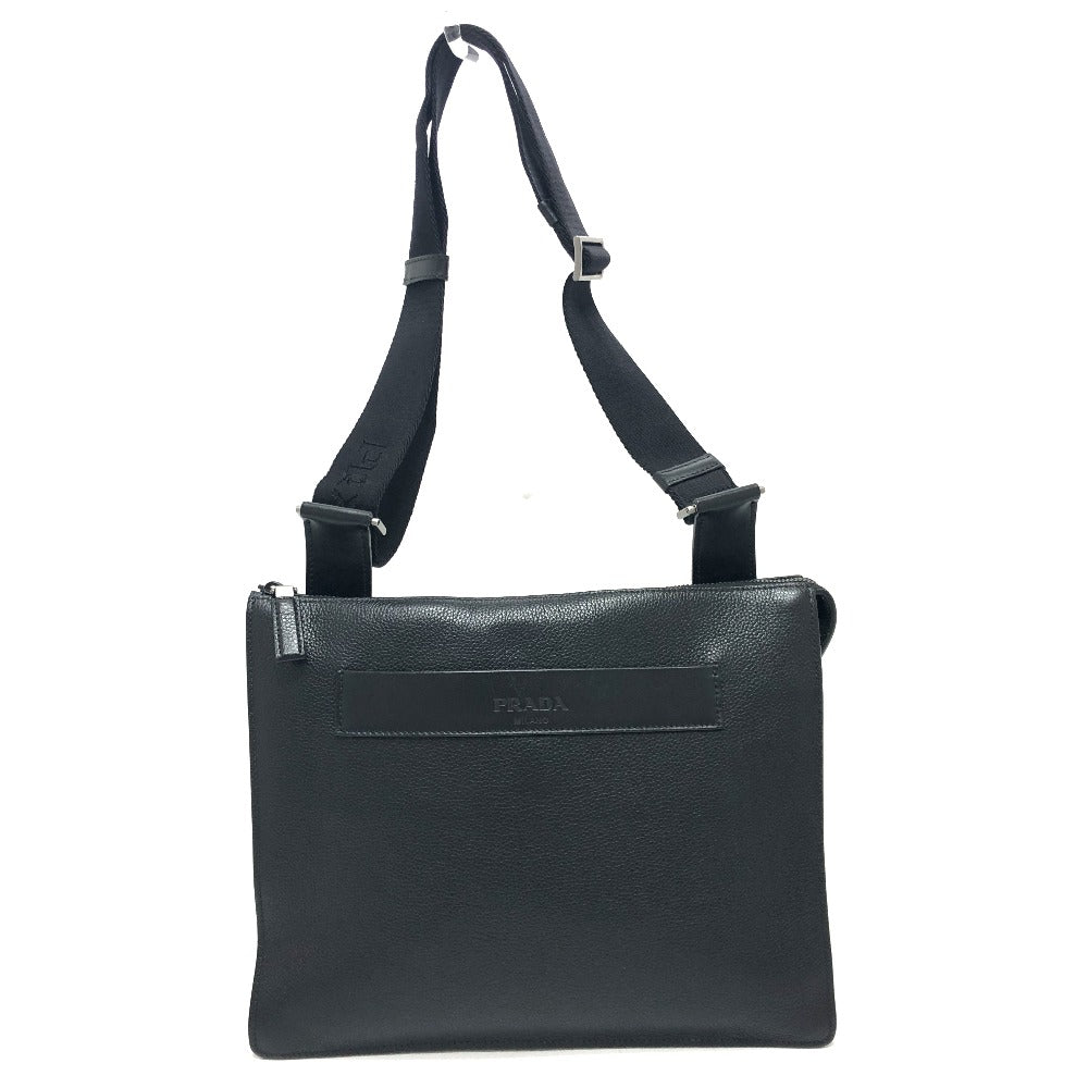 Shoulder Bag Triangular Plate Mens Leather Black