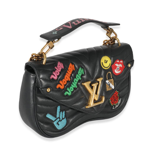 Louis Vuitton Patches New Wave MM Calfskin Black Chain Handbag